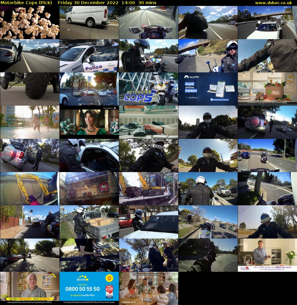 Motorbike Cops (Pick) Friday 30 December 2022 14:00 - 14:30