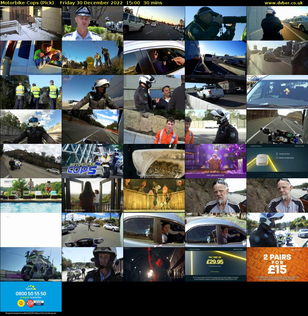 Motorbike Cops (Pick) Friday 30 December 2022 15:00 - 15:30