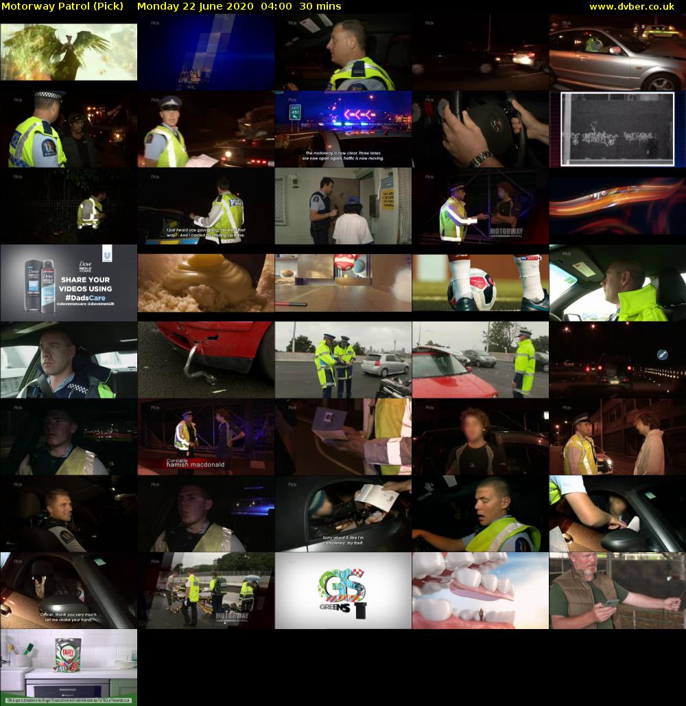 Motorway Patrol (Pick) Monday 22 June 2020 04:00 - 04:30