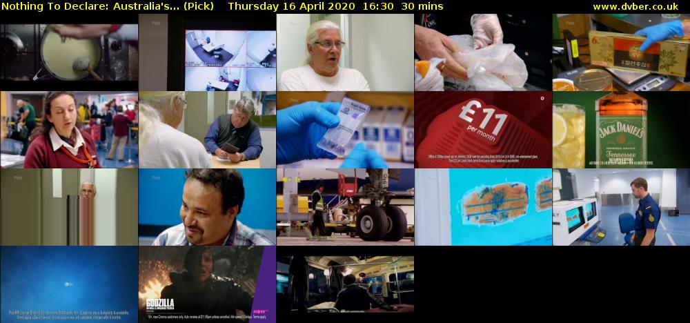 Nothing To Declare: Australia's... (Pick) Thursday 16 April 2020 16:30 - 17:00