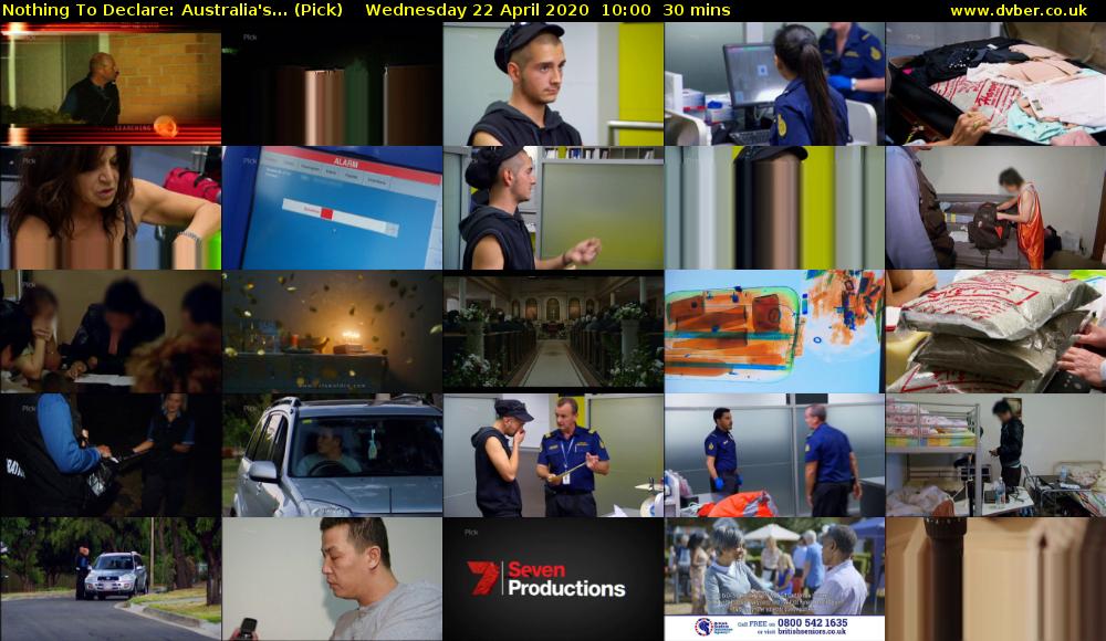 Nothing To Declare: Australia's... (Pick) Wednesday 22 April 2020 10:00 - 10:30