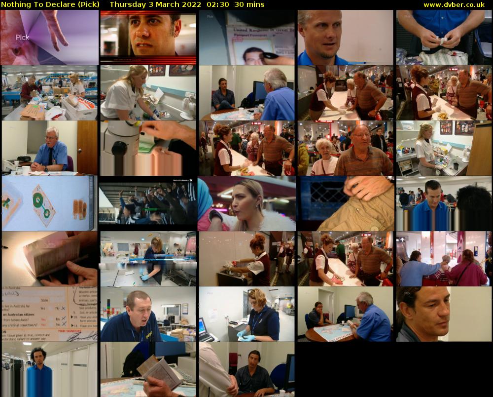 Nothing To Declare (Pick) Thursday 3 March 2022 02:30 - 03:00