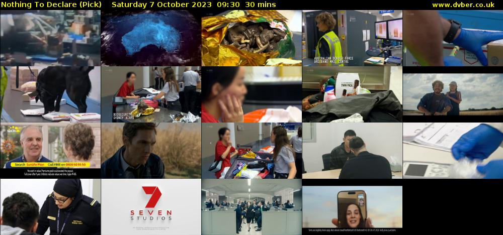 Nothing To Declare (Pick) Saturday 7 October 2023 09:30 - 10:00