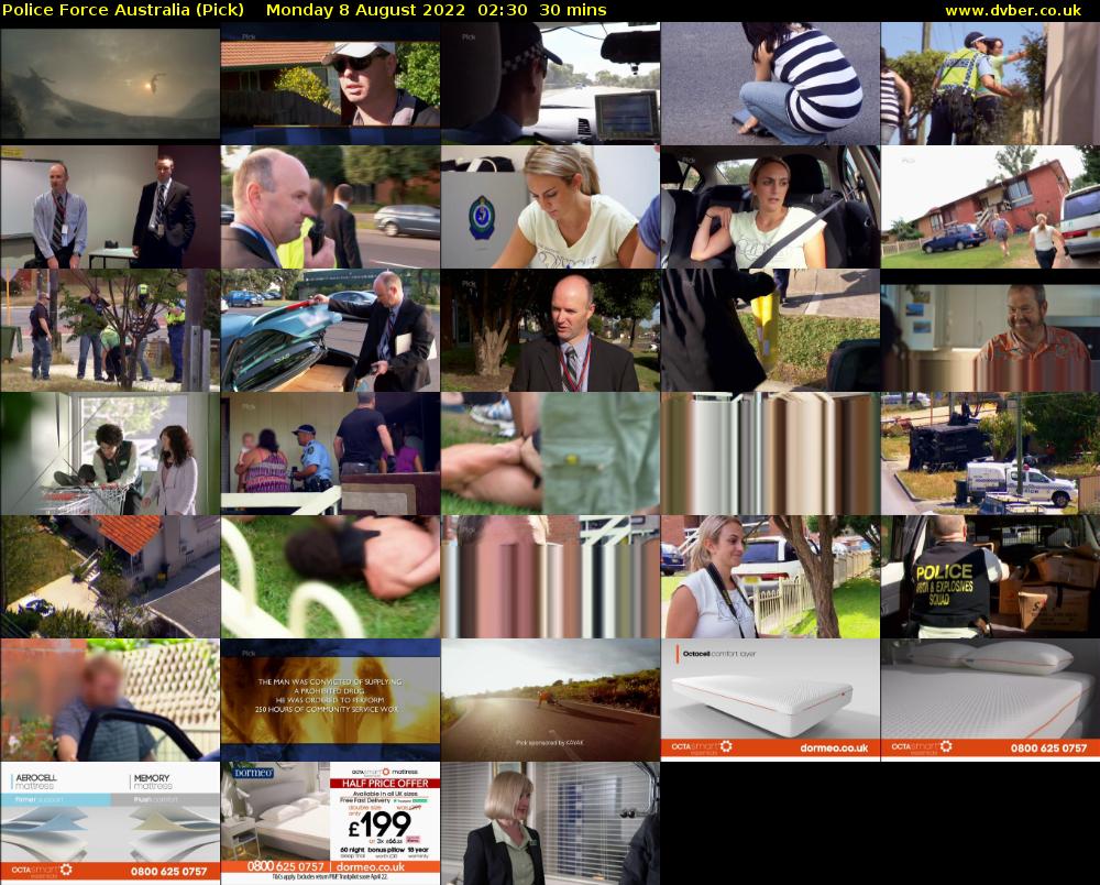 Police Force Australia (Pick) Monday 8 August 2022 02:30 - 03:00