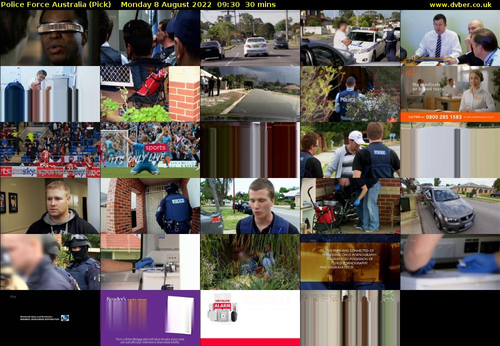 Police Force Australia (Pick) Monday 8 August 2022 09:30 - 10:00