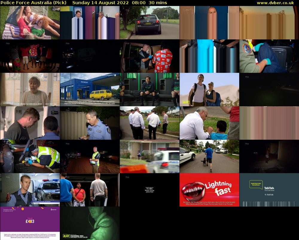 Police Force Australia (Pick) Sunday 14 August 2022 08:00 - 08:30