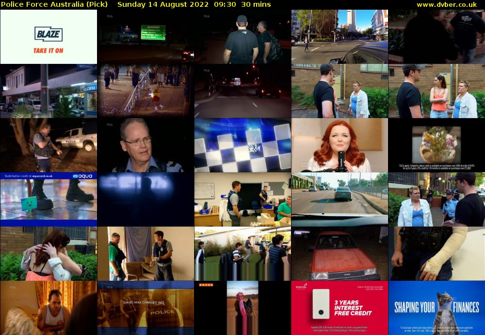 Police Force Australia (Pick) Sunday 14 August 2022 09:30 - 10:00