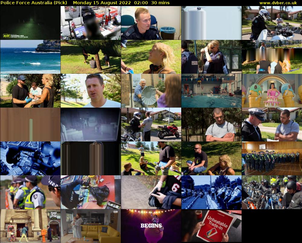 Police Force Australia (Pick) Monday 15 August 2022 02:00 - 02:30