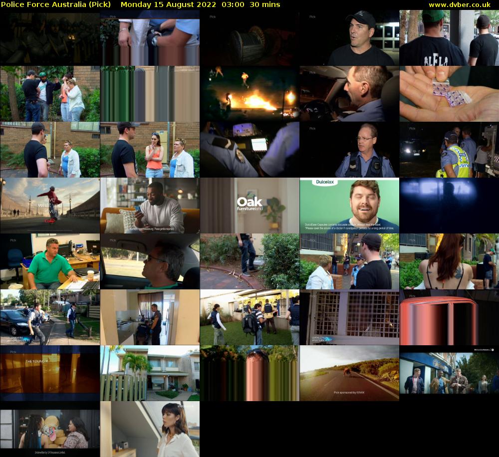 Police Force Australia (Pick) Monday 15 August 2022 03:00 - 03:30
