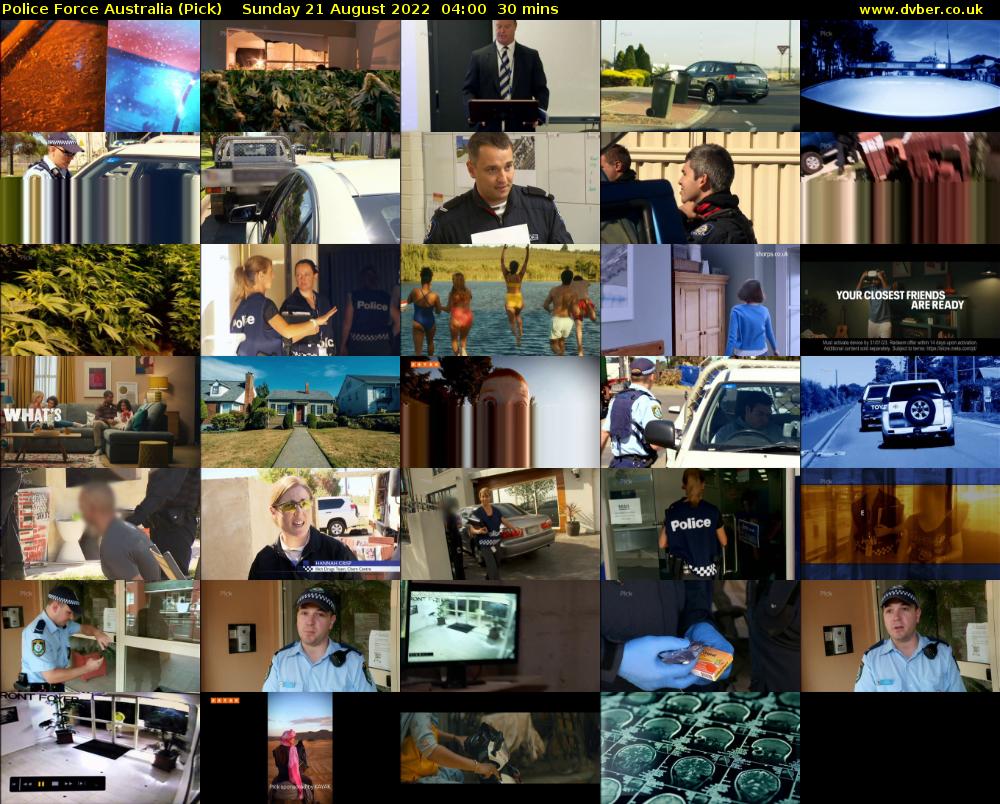 Police Force Australia (Pick) Sunday 21 August 2022 04:00 - 04:30