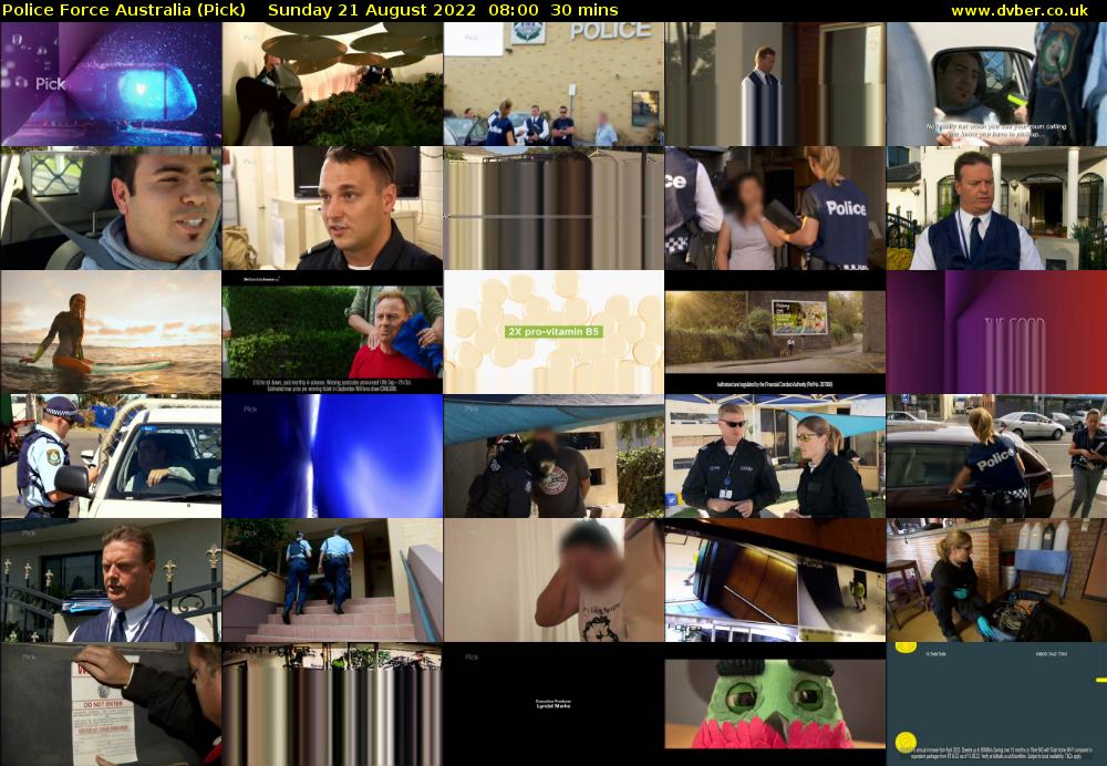 Police Force Australia (Pick) Sunday 21 August 2022 08:00 - 08:30
