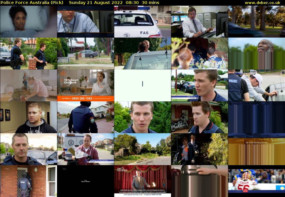 Police Force Australia (Pick) Sunday 21 August 2022 08:30 - 09:00
