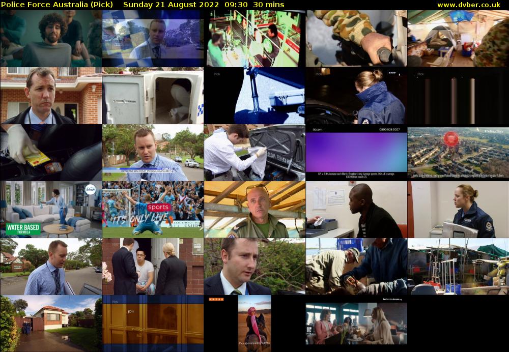 Police Force Australia (Pick) Sunday 21 August 2022 09:30 - 10:00