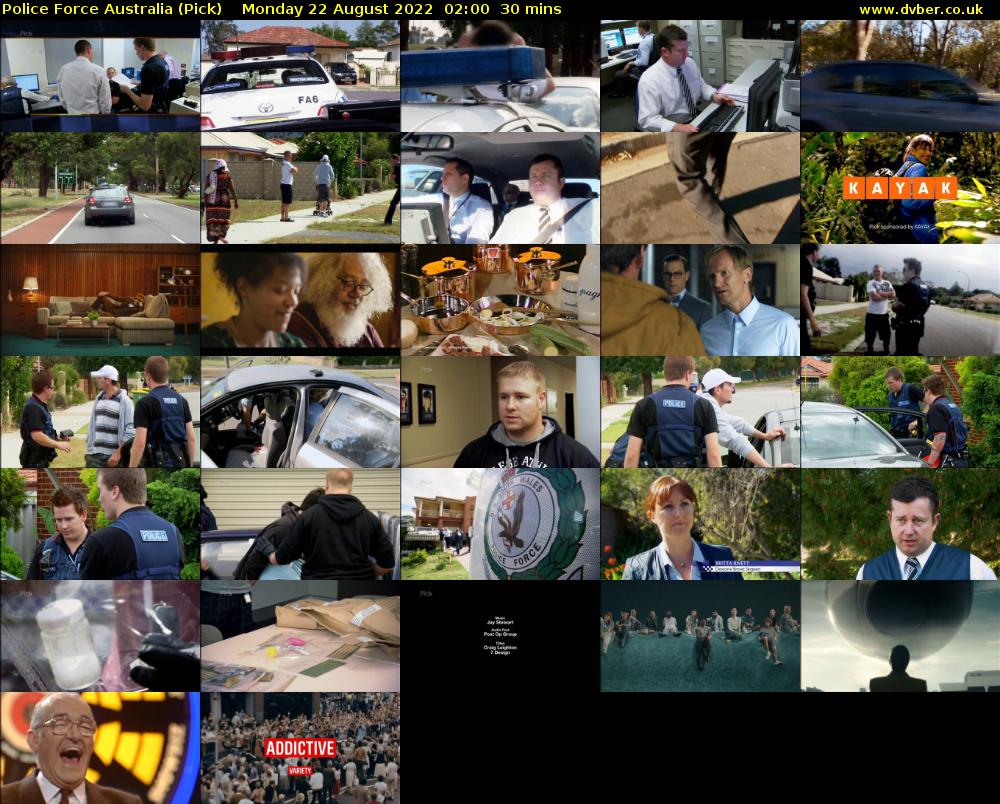 Police Force Australia (Pick) Monday 22 August 2022 02:00 - 02:30