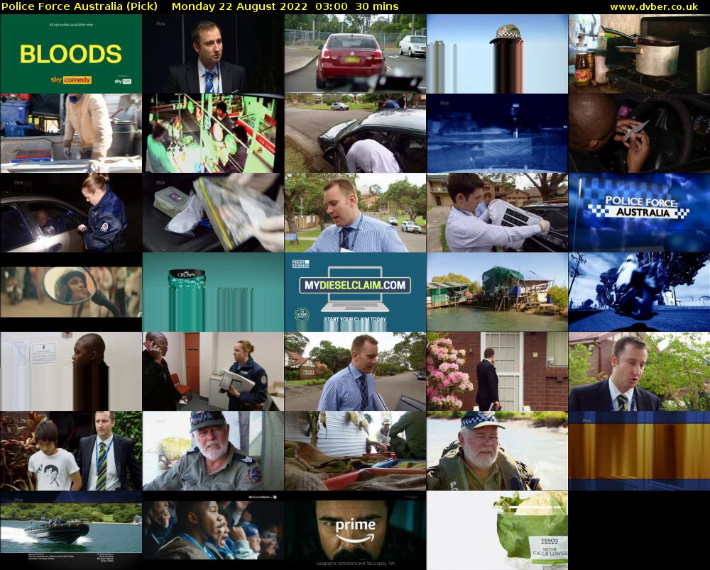 Police Force Australia (Pick) Monday 22 August 2022 03:00 - 03:30