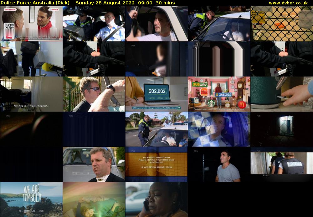 Police Force Australia (Pick) Sunday 28 August 2022 09:00 - 09:30