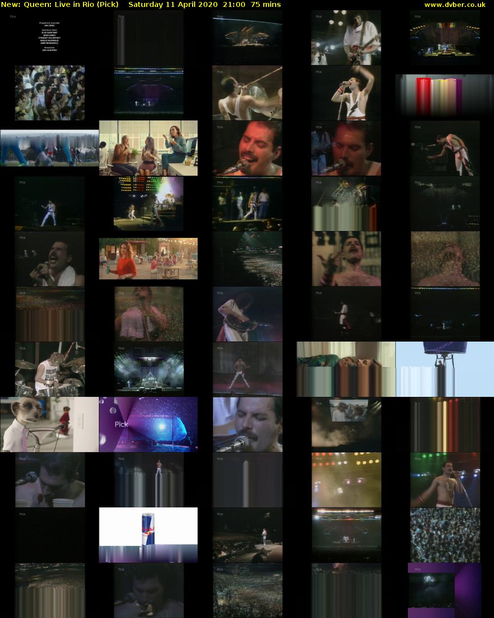 Queen: Live in Rio (Pick) Saturday 11 April 2020 21:00 - 22:15