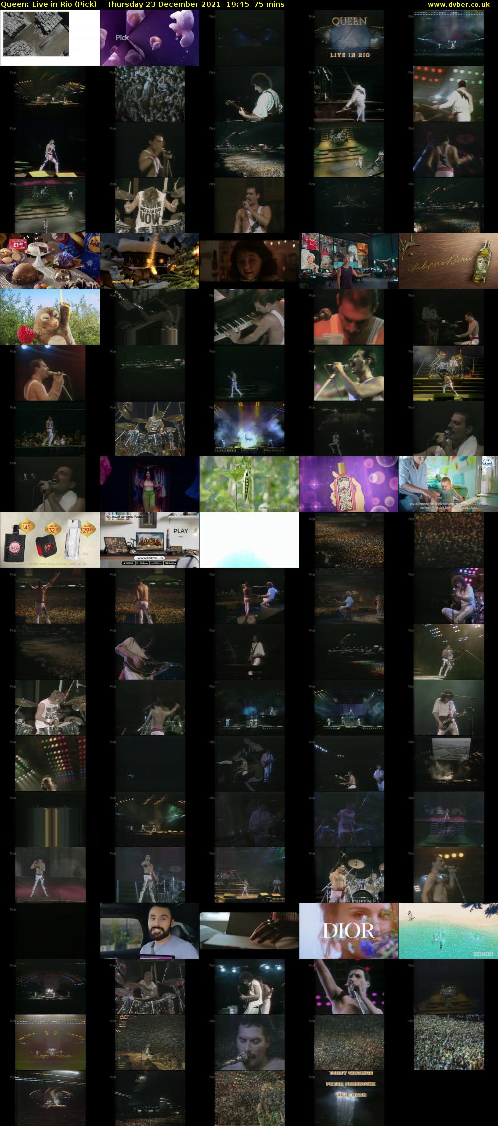 Queen: Live in Rio (Pick) Thursday 23 December 2021 19:45 - 21:00