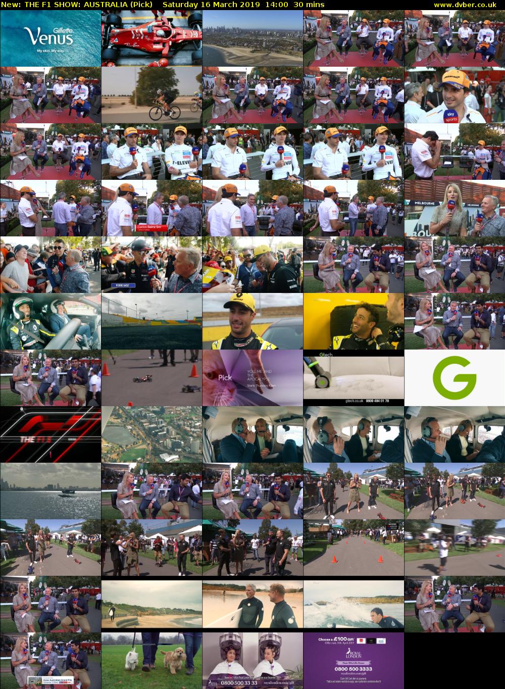 THE F1 SHOW: AUSTRALIA (Pick) Saturday 16 March 2019 14:00 - 14:30