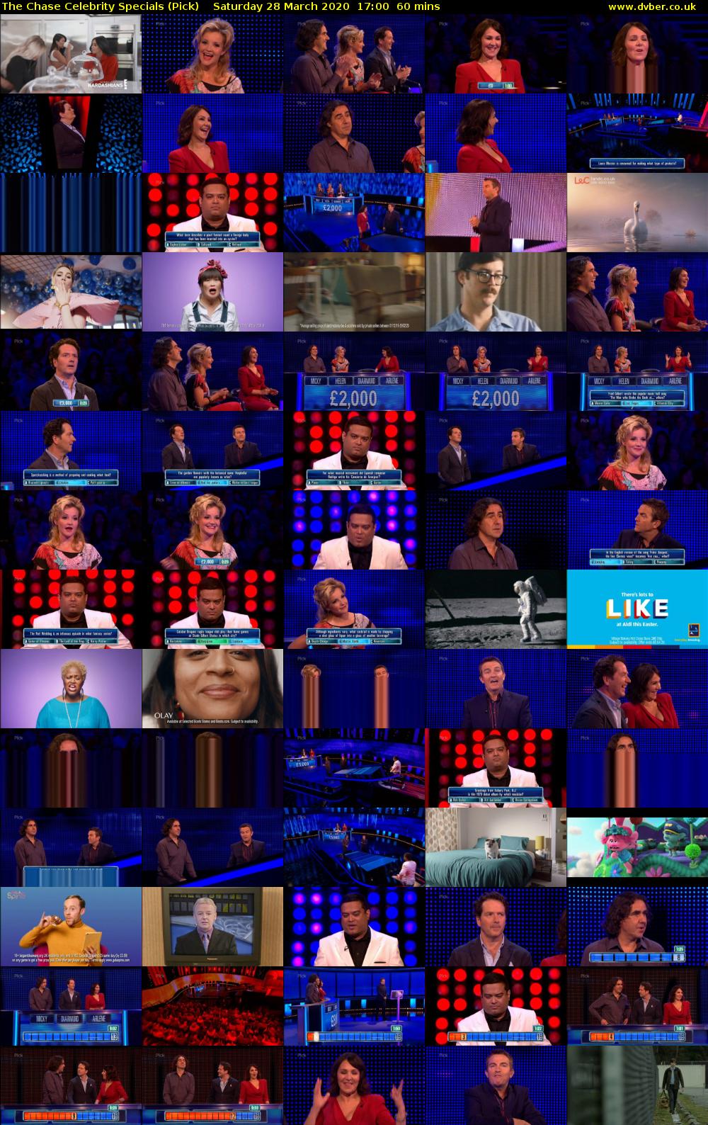 The Chase Celebrity Specials (Pick) Saturday 28 March 2020 17:00 - 18:00