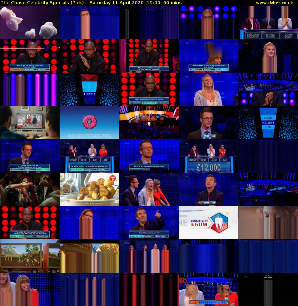 The Chase Celebrity Specials (Pick) Saturday 11 April 2020 19:00 - 20:00