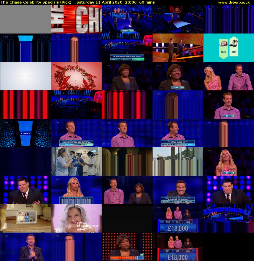 The Chase Celebrity Specials (Pick) Saturday 11 April 2020 20:00 - 21:00