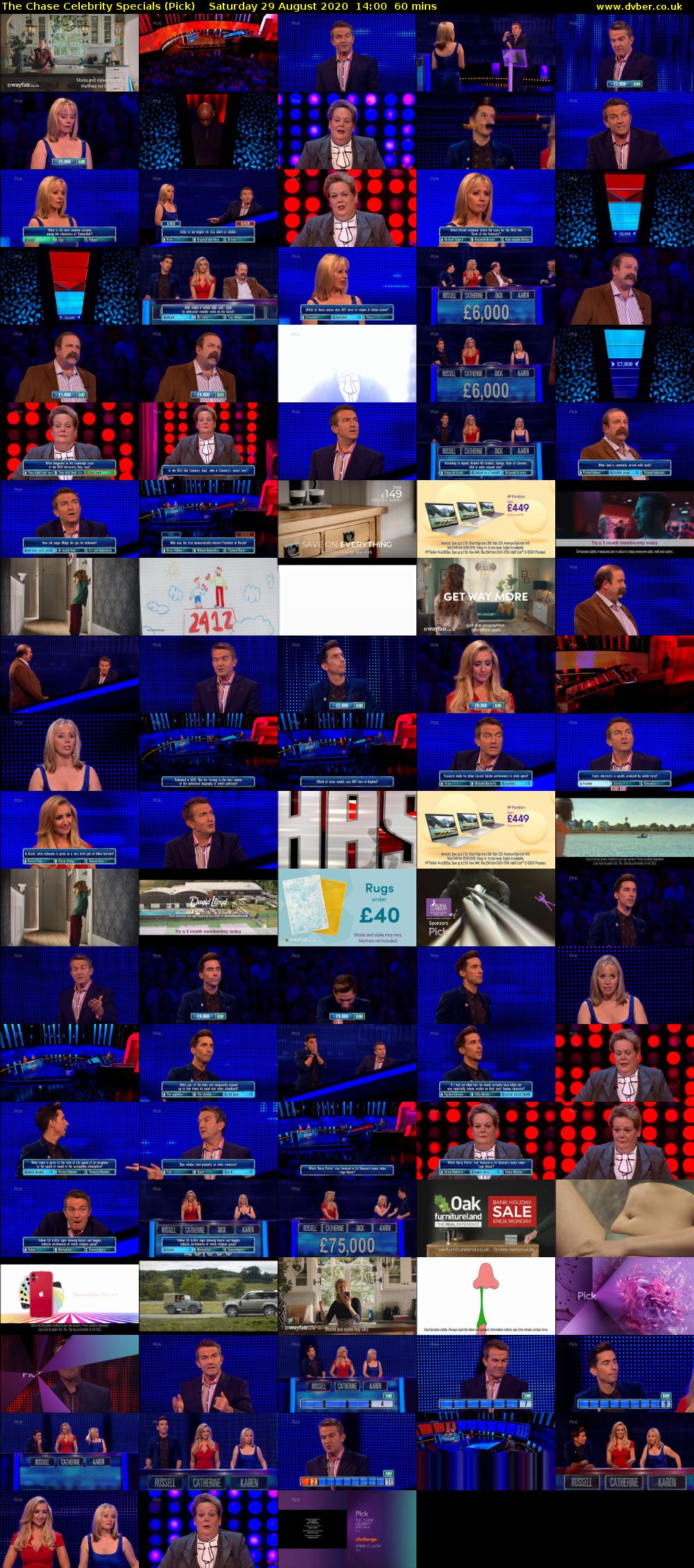 The Chase Celebrity Specials (Pick) Saturday 29 August 2020 14:00 - 15:00