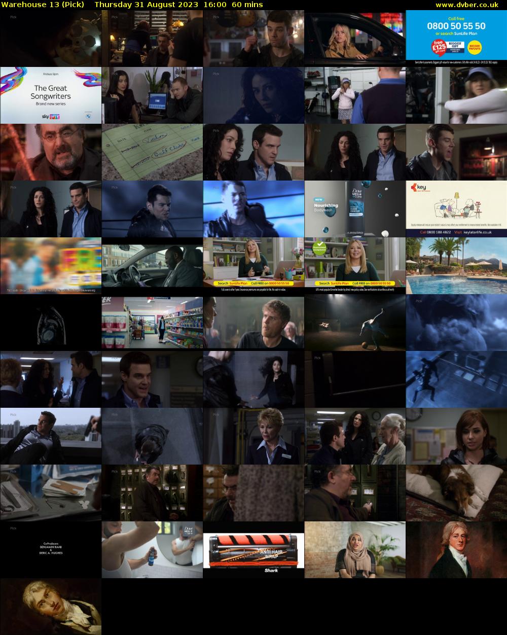 Warehouse 13 (Pick) Thursday 31 August 2023 16:00 - 17:00