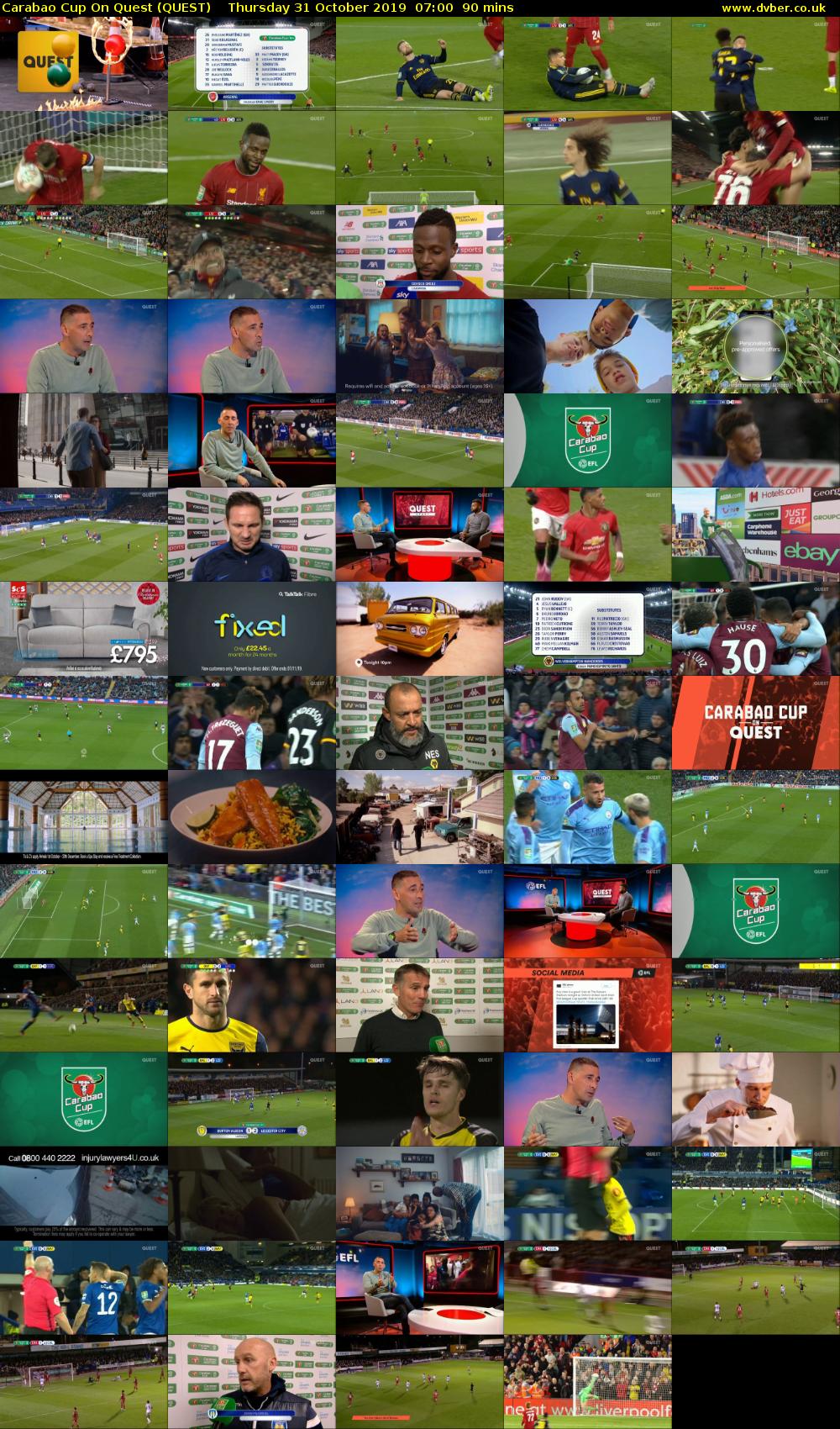 Carabao Cup On Quest (QUEST) Thursday 31 October 2019 07:00 - 08:30