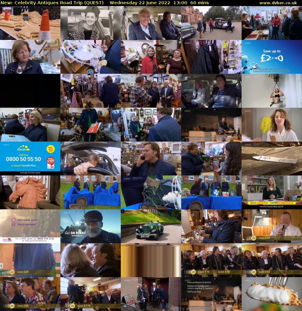 Celebrity Antiques Road Trip (QUEST) Wednesday 22 June 2022 13:00 - 14:00