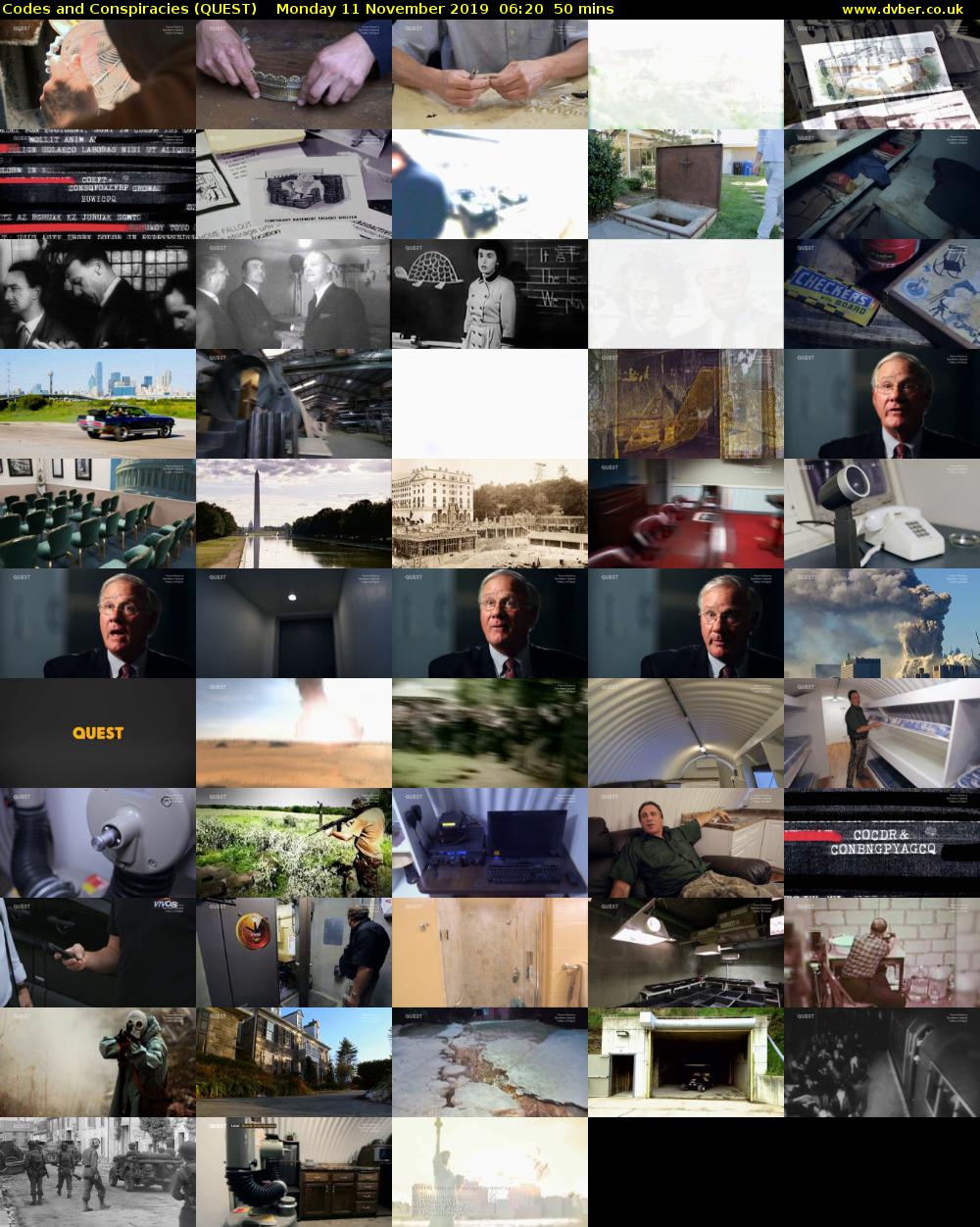 Codes and Conspiracies (QUEST) Monday 11 November 2019 06:20 - 07:10