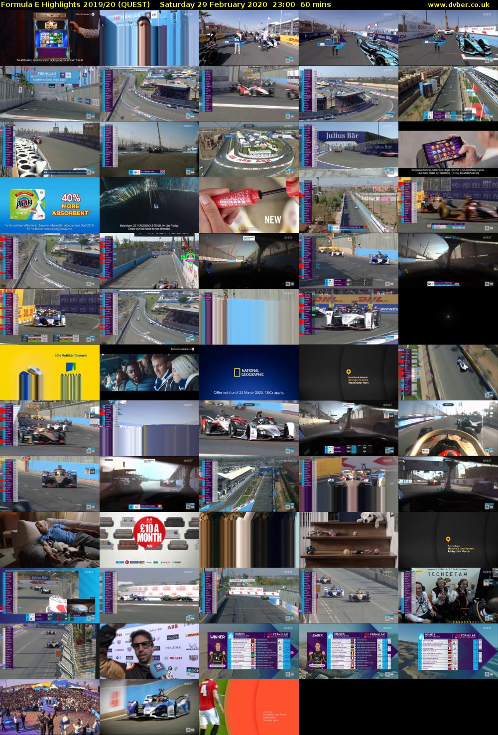 Formula E Highlights 2019/20 (QUEST) Saturday 29 February 2020 23:00 - 00:00