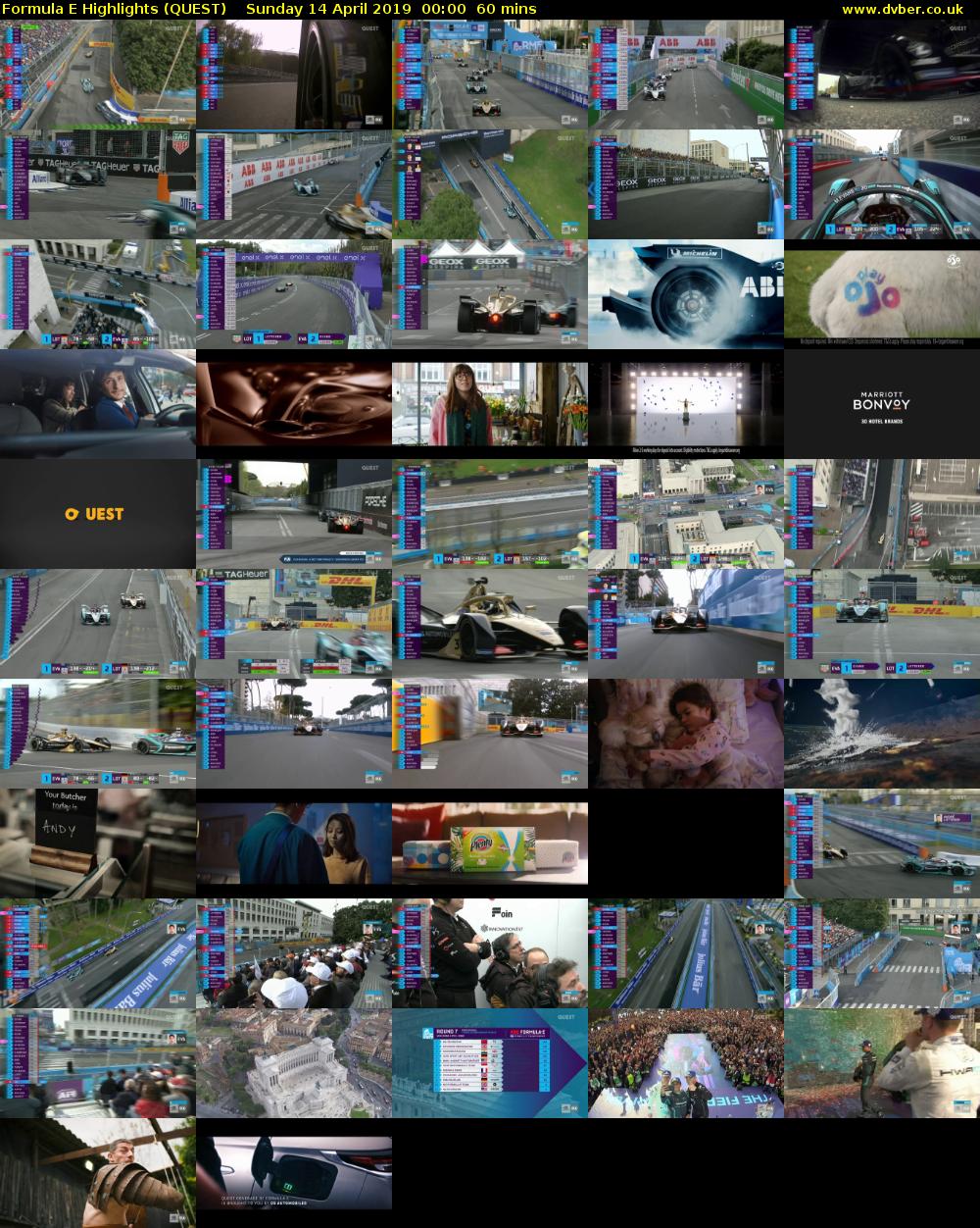 Formula E Highlights (QUEST) Sunday 14 April 2019 00:00 - 01:00