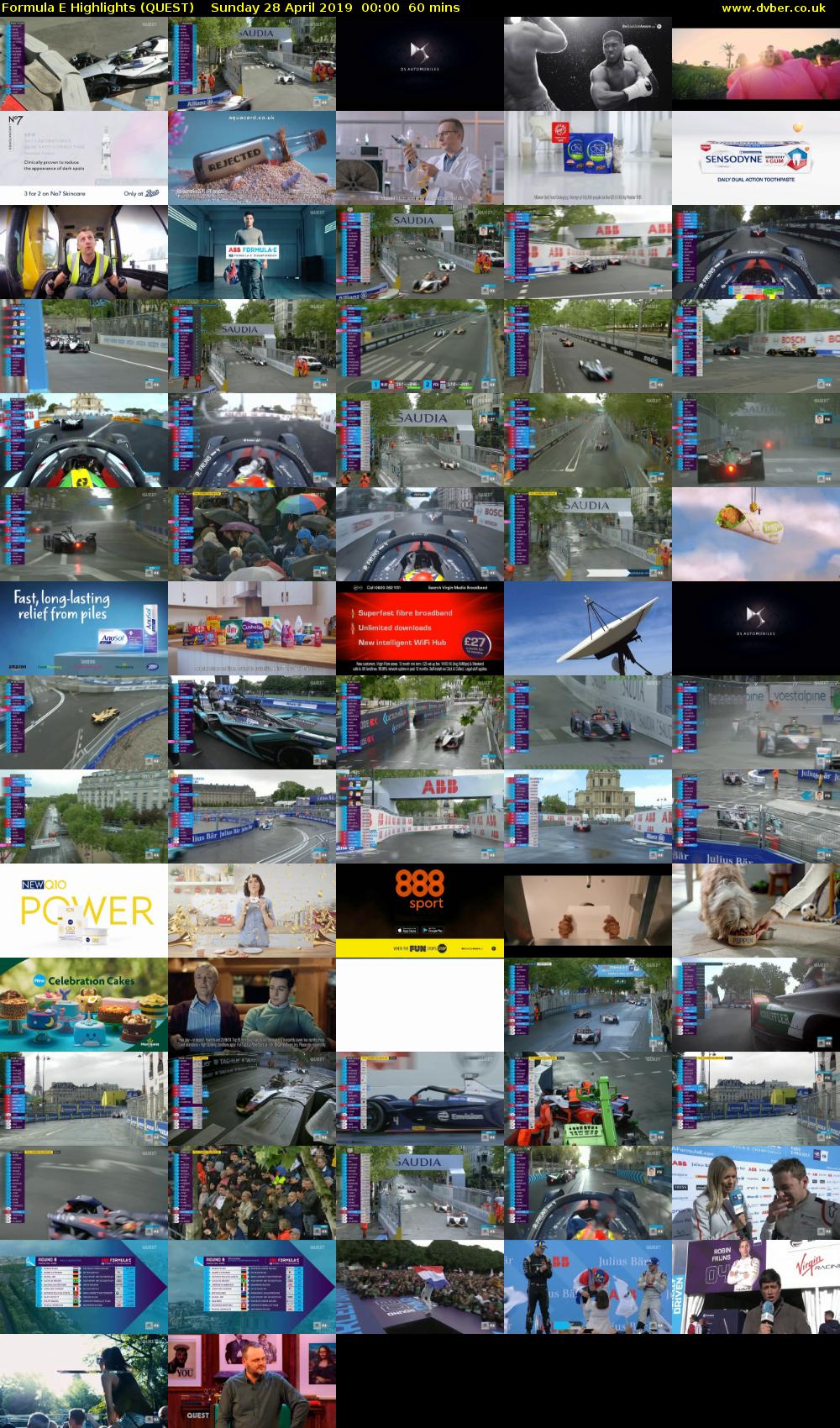 Formula E Highlights (QUEST) Sunday 28 April 2019 00:00 - 01:00
