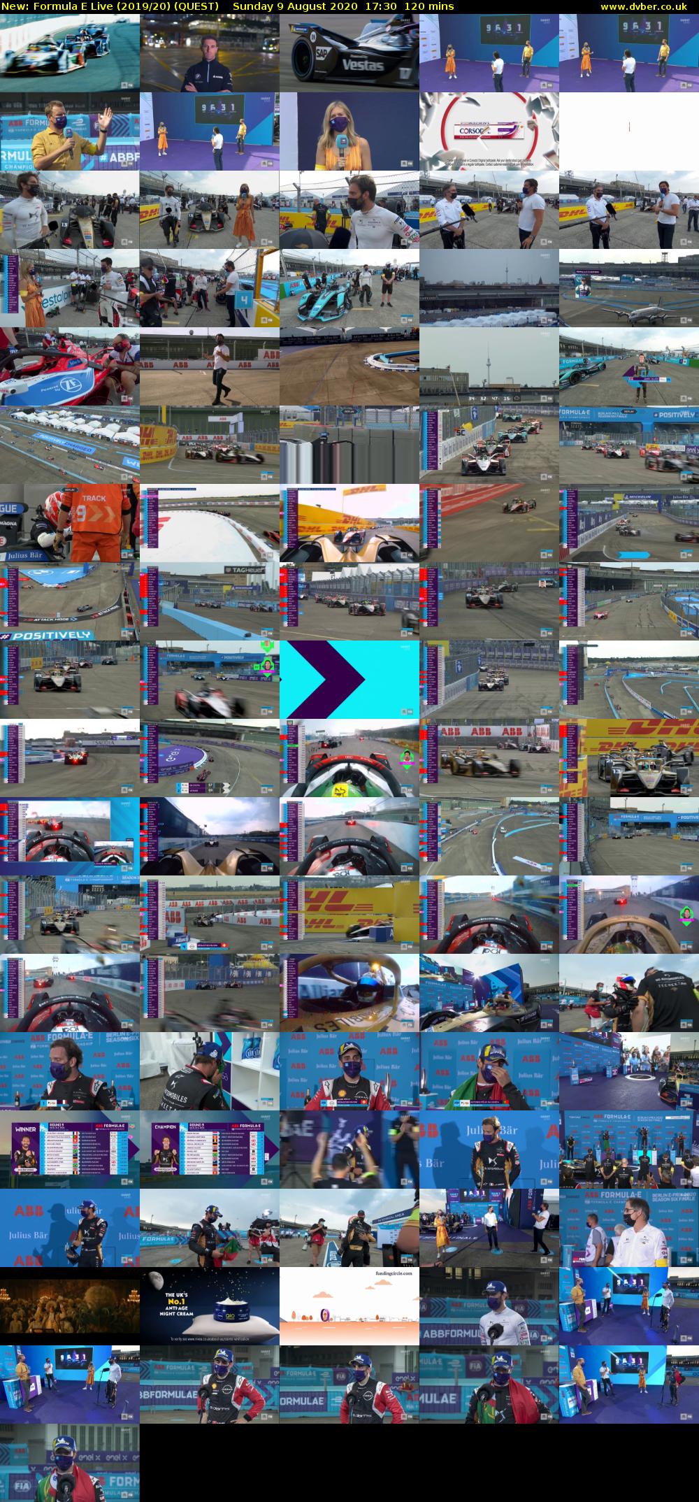 Formula E Live (2019/20) (QUEST) Sunday 9 August 2020 17:30 - 19:30