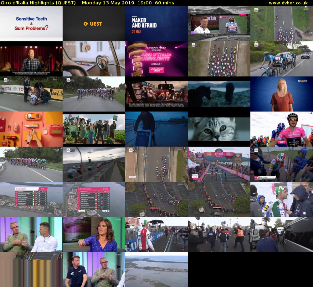 Giro D'Italia Highlights (QUEST) Monday 13 May 2019 19:00 - 20:00