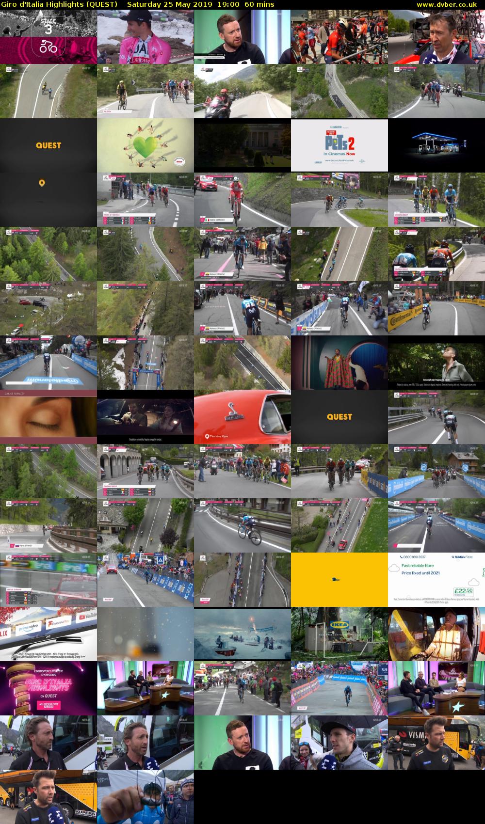 Giro D'Italia Highlights (QUEST) Saturday 25 May 2019 19:00 - 20:00