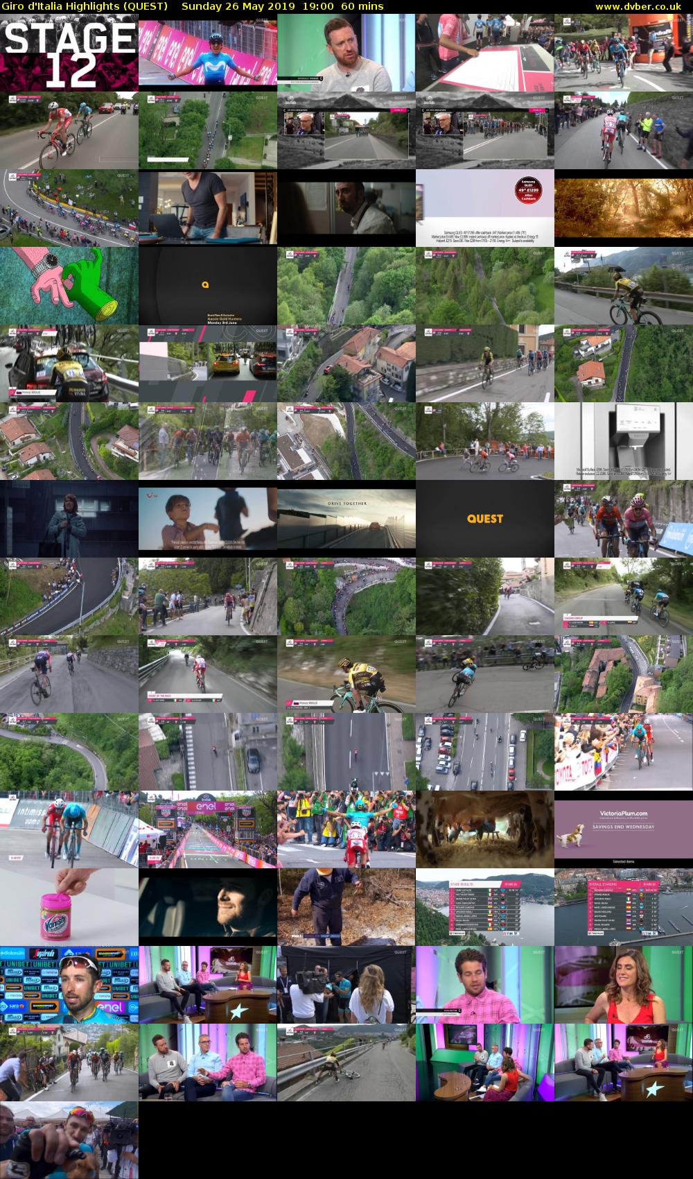 Giro D'Italia Highlights (QUEST) Sunday 26 May 2019 19:00 - 20:00