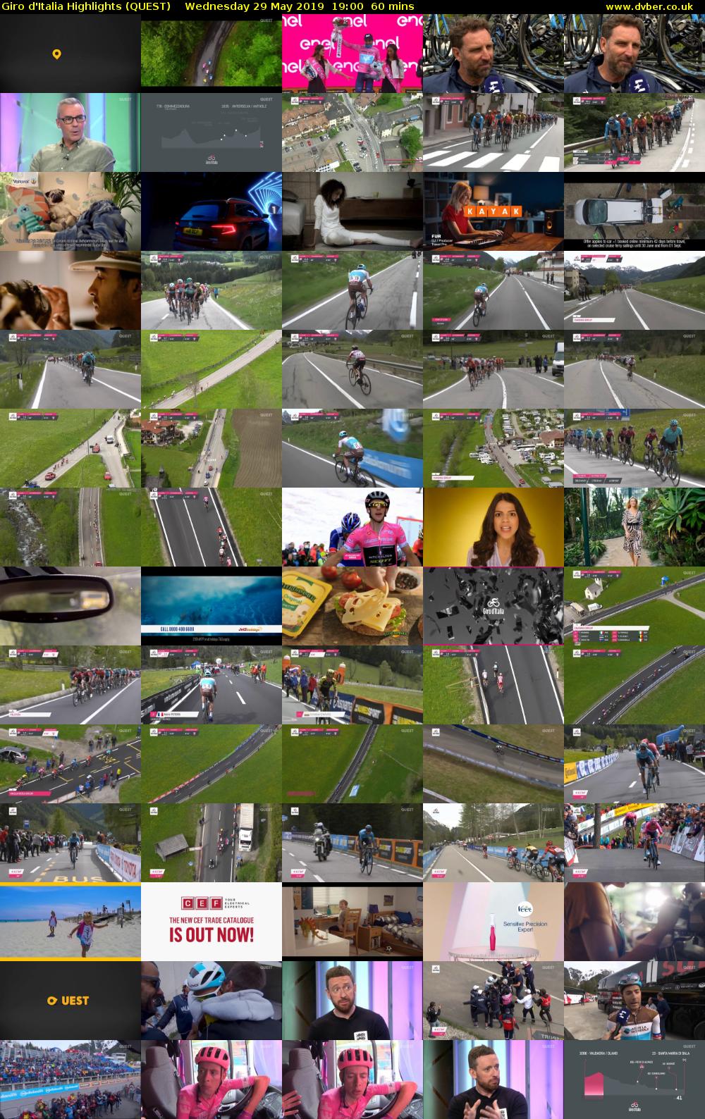 Giro D'Italia Highlights (QUEST) Wednesday 29 May 2019 19:00 - 20:00