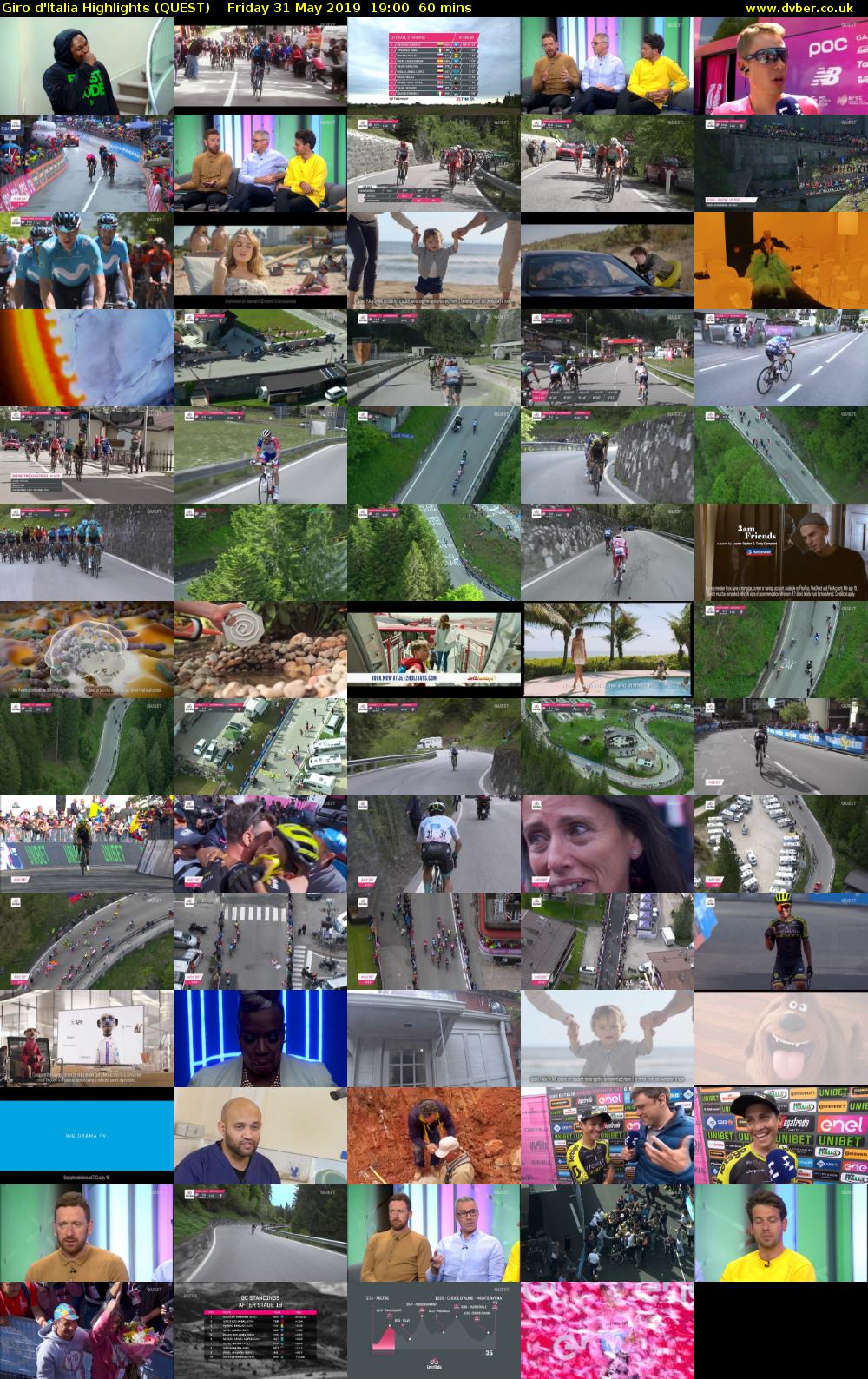 Giro D'Italia Highlights (QUEST) Friday 31 May 2019 19:00 - 20:00