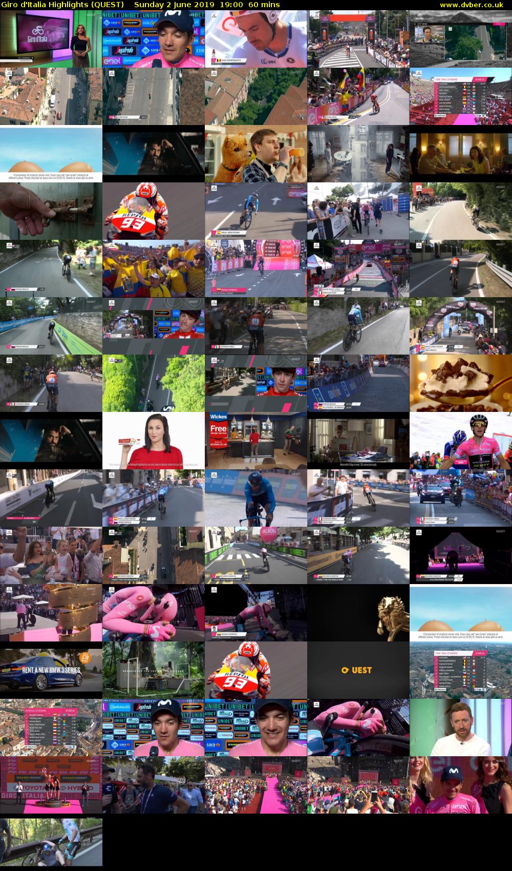 Giro D'Italia Highlights (QUEST) Sunday 2 June 2019 19:00 - 20:00