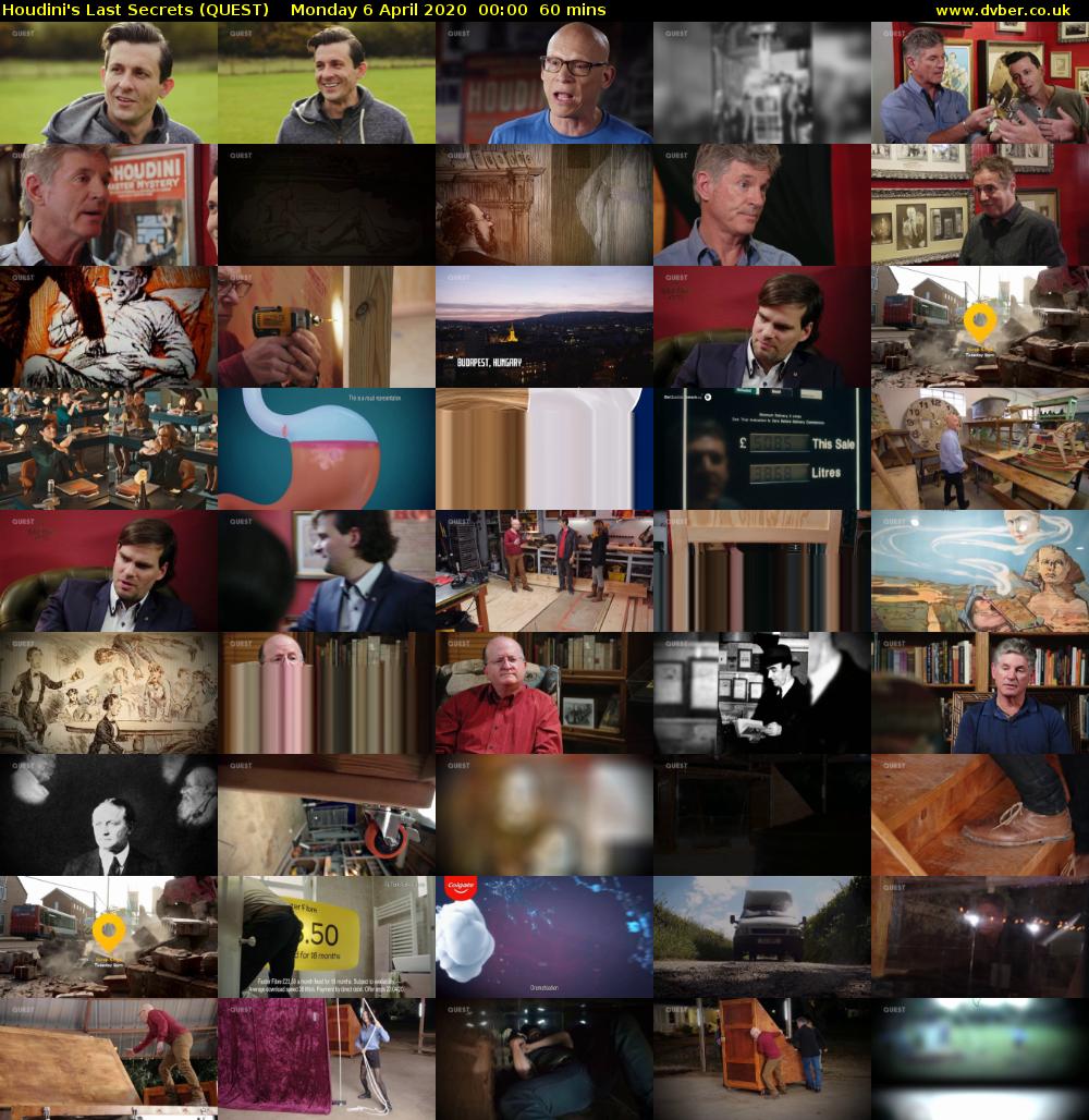 Houdini's Last Secrets (QUEST) Monday 6 April 2020 00:00 - 01:00