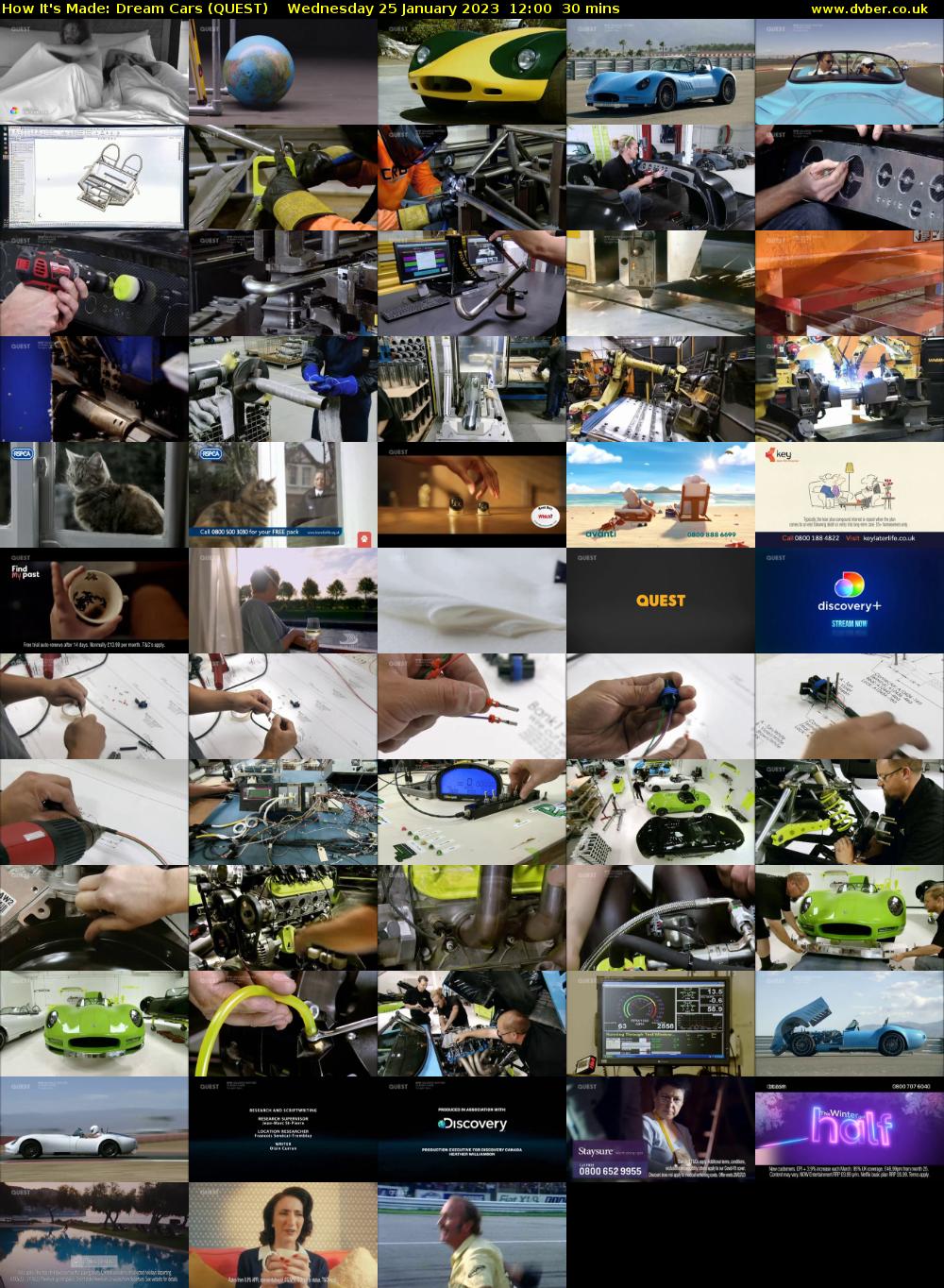 How It's Made: Dream Cars (QUEST) Wednesday 25 January 2023 12:00 - 12:30