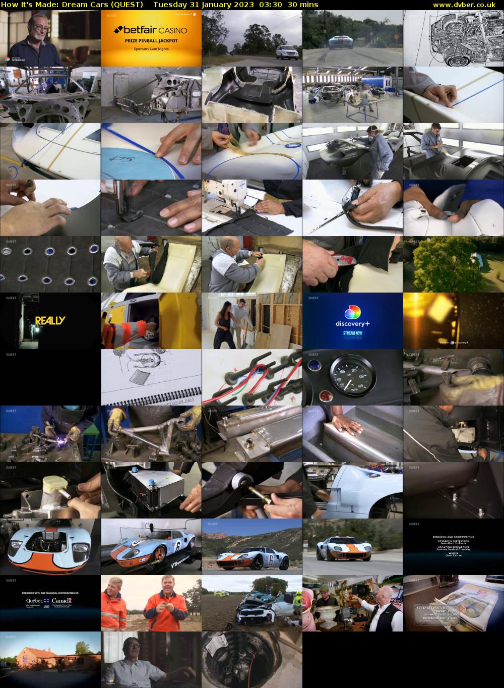 How It's Made: Dream Cars (QUEST) Tuesday 31 January 2023 03:30 - 04:00