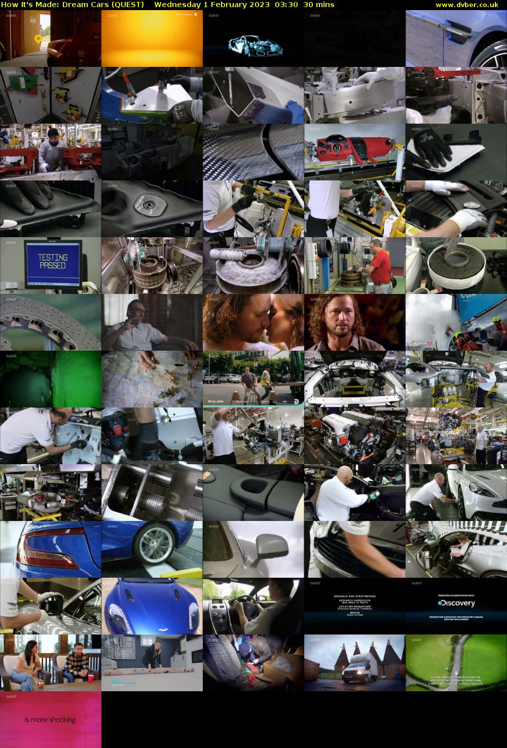 How It's Made: Dream Cars (QUEST) Wednesday 1 February 2023 03:30 - 04:00