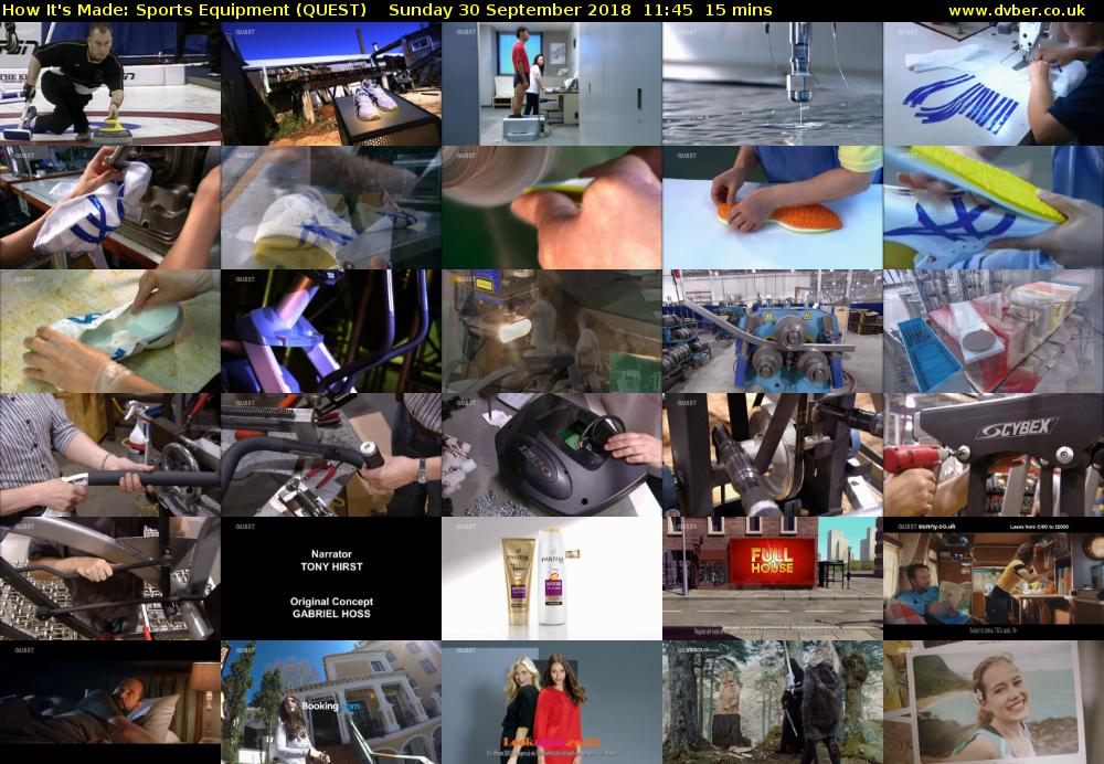 How It's Made: Sports Equipment (QUEST) Sunday 30 September 2018 11:45 - 12:00