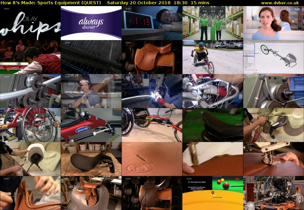 How It's Made: Sports Equipment (QUEST) Saturday 20 October 2018 18:30 - 18:45
