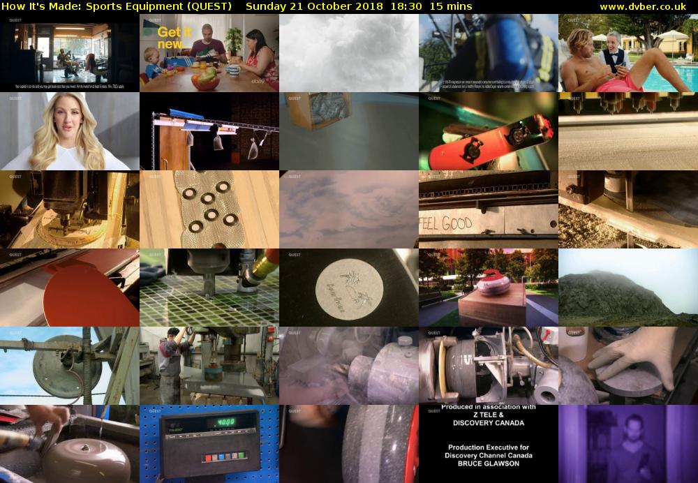 How It's Made: Sports Equipment (QUEST) Sunday 21 October 2018 18:30 - 18:45