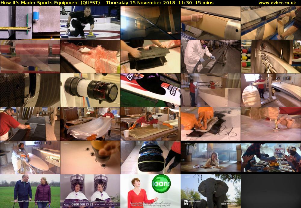 How It's Made: Sports Equipment (QUEST) Thursday 15 November 2018 11:30 - 11:45