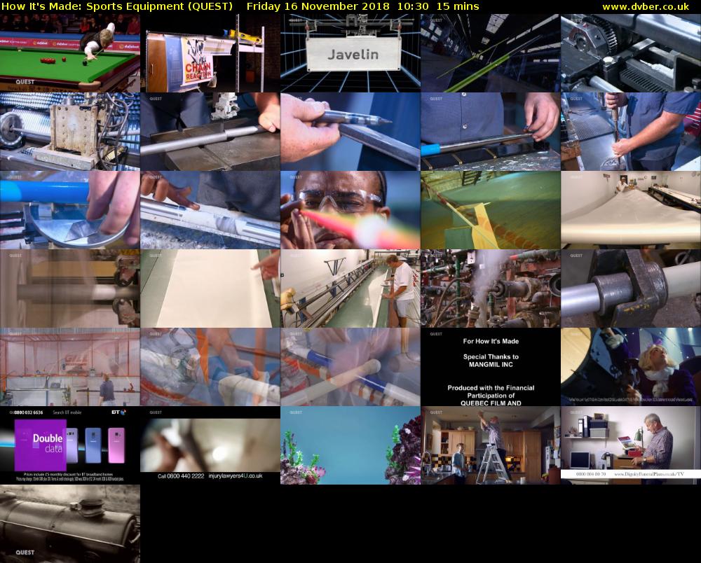 How It's Made: Sports Equipment (QUEST) Friday 16 November 2018 10:30 - 10:45